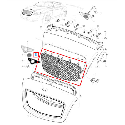 Left Right Chrome Radiator Grille For Bentley Continental GT 2004-2008 Flying Spur 2005-2008 OEM 3W0853683A 3W0853684