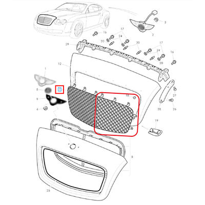 Left Chrome Radiator Grille For Bentley Continental GT 2004-2008 Flying Spur 2005-2008 OEM 3W0853683A