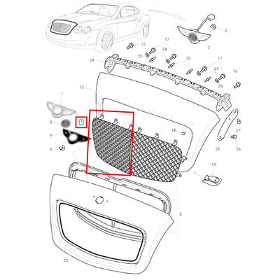 Right Chrome Radiator Grille For Bentley Continental GT 2004-2008 Flying Spur 2005-2008 OEM 3W0853684