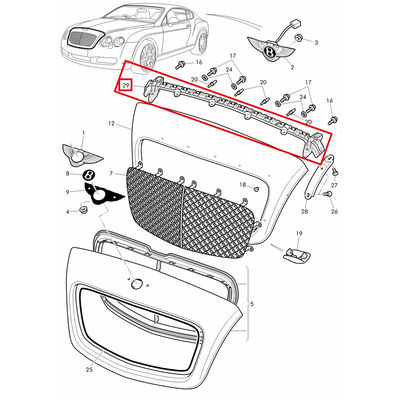 Grille Upper Bracket Front Bumper Bracket ABS Car Accessories For Bentley Flying Spur 2009-2012 OEM 3W0806499