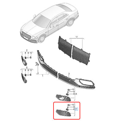 Without Acc Black Left Front Bumper Air Guide Grille For Bentley Flying Spur 2020 2020 OEM 3SE807667B 3SE807667D