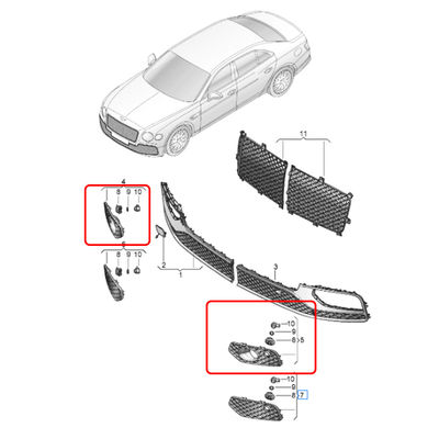 With Acc Chrome Front Bumper Air Guide Grille Kit For Bentley Flying Spur 2020 OEM 3SE807668A 3SE807667A