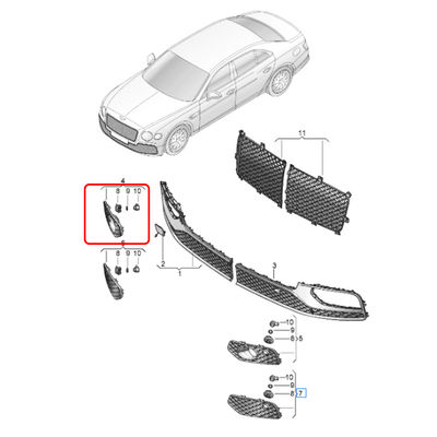 With Acc Black Right Front Bumper Air Guide Grille For Bentley Flying Spur 2020 OEM 3SE807668C 3SE807668E