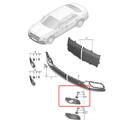 With Acc Black Left Front Bumper Air Guide Grille For Bentley Flying Spur 2020 OEM 3SE807667C 3SE807667E