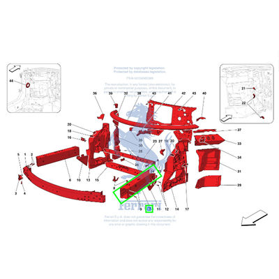 Left Front Spar Body Frame For Ferrari F8 Spider OEM 985904561