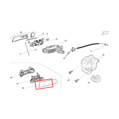 Car Door Left Long Cover Handle Cover Decoration Plate For Lamborghini Gallardo lp560 OEM 400839240（Only Fits the left-hand drive vehicle）