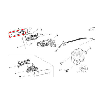 Car Door Right Long Cover Handle Cover Decoration Plate For Lamborghini Gallardo lp560 OEM 0R1400020（Only Fits the left-hand drive vehicle）