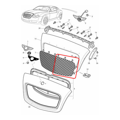 Chrome Left Front Radiator Grille For Bentley Continental GT GTC 2009-2011 Flying Spur 2009-2012 OEM 3W0853683D