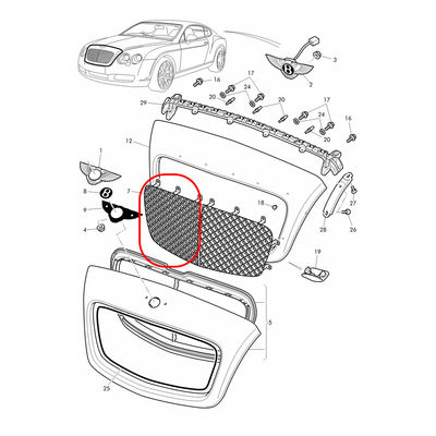 Chrome Right Front Radiator Grille For Bentley Continental GT GTC 2009-2011 Flying Spur 2009-2012 OEM 3W0853684C