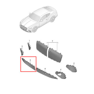 For Bentley Continental GT 2020 Right Front Bumper Air Guide Grille With Acc /Without Acc Chrome OEM 3SD807676A