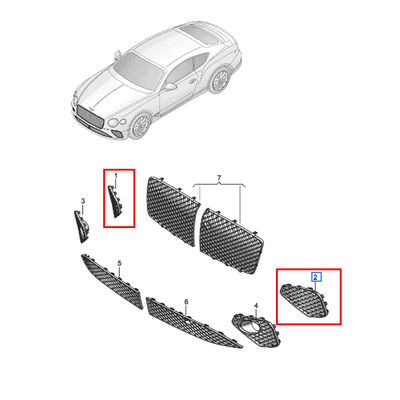 For Bentley Continental GT GTC 2020 Front Bumper Air Guide Left Right Grille Black Without ACC OEM 3SD807684 3SD807683