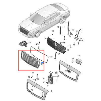 For Bentley Flying Spur 2020 Front Radiator Grille Black OEM 3SE853667B 3SE853667C