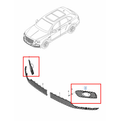 For Bentley Bentayga 2016-2020 Left Right Front Bumper Grille With Acc Black OEM 36A807345E 36A807345F 36A807346E 36A807346F