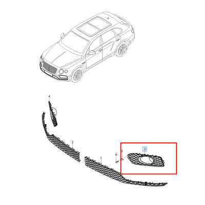 For Bentley Bentayga 2016-2020 Left Front Bumper Grille With Acc Black OEM 36A807345E 36A807345F