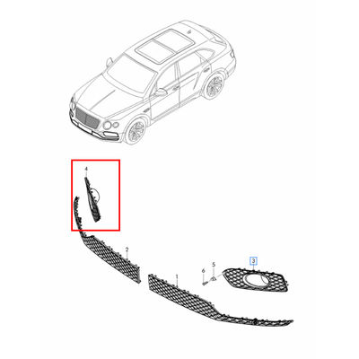 For Bentley Bentayga 2016-2020 Right Front Bumper Grille With Acc Black OEM 36A807346E 36A807346F