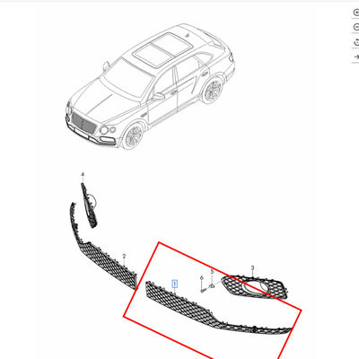 For Bentley Bentayga 2016-2020 Without ACC Left Front Bumper Grille Chrome OEM 36A807647B 36A807647H 36A807647C 36A807647J