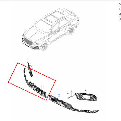 For Bentley Bentayga 2016-2020 Without ACC Right Front Bumper Grille Chrome OEM 36A807648A 36A807648D