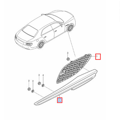 For Bentley Flying Spur 2012-2019 Left Air Vent Outer Frame Fender Vent Cover OEM 4W0821941C 4W0821941D 4W0821941E