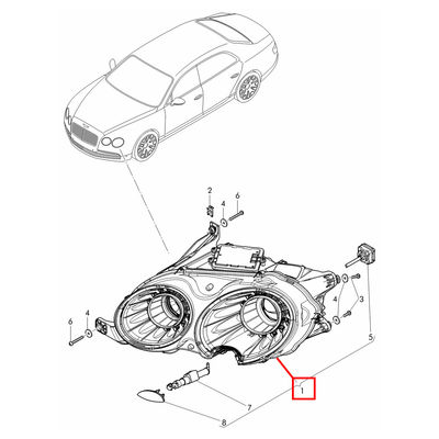 Για το Bentley Flying Spur 2013-2019 Δικαίος φακός φακού OEM 4W1941016C