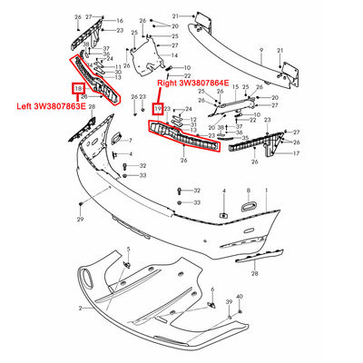 For Bentley Continental GT GTC 2012-2018 Right Rear Bumper Mounting Bracket Support Reinforcements OEM 3W3807864E
