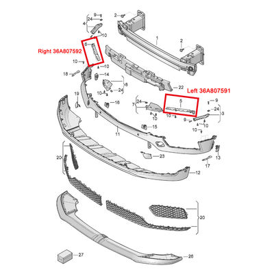 For Bentley Bentayga 2015-2019 Right Front Bumper Guide Bracket Support OEM 36A807592