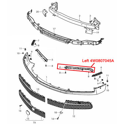 For Bentley Flying Spur 2014-2018 Inner Left Fender Bracket Guide Profile OEM 4W0807045A