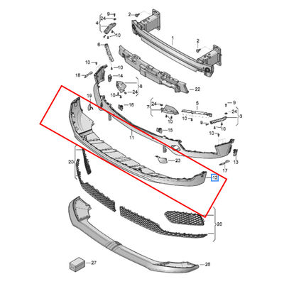 For Bentley Bentayga 2016-2019 Front Bumper Lower Spoiler Cover (PP Material) OEM 36A807093 36A807093B