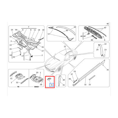 For Maserati Ghibli Blue Left Right Side Fender Air Outlet Vent Cover Strip Kit OEM 670029939 670029940