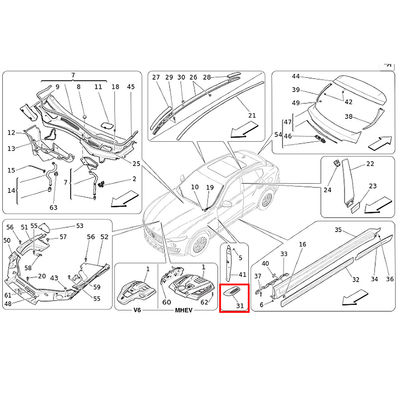 For Maserati Levante Blue Left Right Side Fender Air Outlet Vent Cover Strip Kit OEM 670065952 670065951