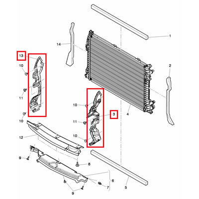 For Bentley Continental Gt Gtc Engine Radiator Deflector Left And Right Tank Guard Plate OEM 3W0121221BD 3W0121221BC 3W0121221BB 3W0121221AR