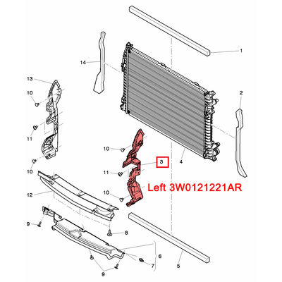 For Bentley Continental Gt Gtc Engine Radiator Deflector Left Tank Guard Plate OEM 3W0121221BB 3W0121221AR