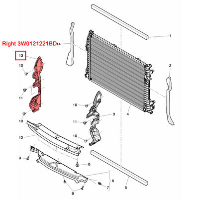 For Bentley Continental Gt Gtc Engine Radiator Deflector Right Tank Guard Plate OEM 3W0121221BD 3W0121221BC
