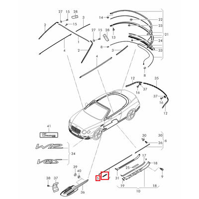 For Bentley Continental Gt Left Right Fender Chrome Trim OEM 3W8853518Q 3W8853517Q