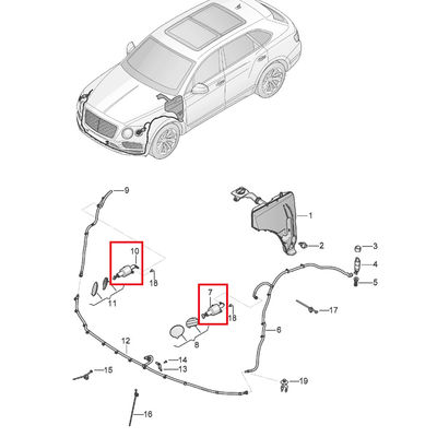 For Bentley Bentayga Left &amp; Right Headlight Washer Nozzle P/N OEM 36A955101A 36A955101B 36A955102A 36A955102B