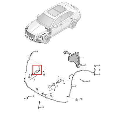 For Bentley Bentayga Right Headlight Washer Nozzle P/N OEM 36A955102A 36A955102B