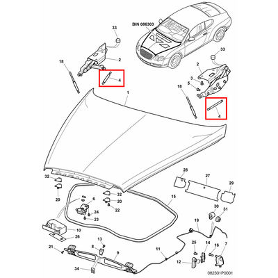 For Bentley Continent Flying Spur Gt Gtc Front Short Hatch Support Shock Absorber Kit OEM 3W0823359B