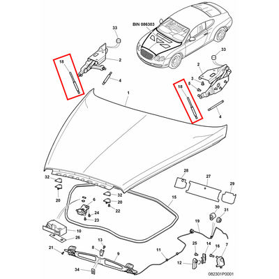 For Bentley Continent Flying Spur Gt Gtc Front Long Hatch Support Shock Absorber Kit OEM 3W0823475B