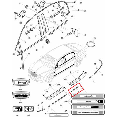 For Bentley Continent Flying Spur Rear Left &amp; Right Door Chrome Trim OEM 3W5853073F 3W5853074F