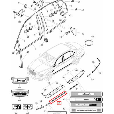 For Bentley Continent Flying Spur Front Left or Right Door Chrome Trim OEM 3W5853072F 3W5853071F
