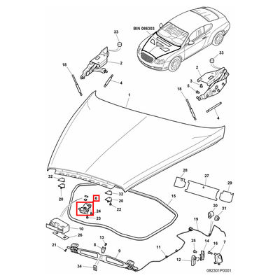 For Bentley Continental Gt Gtc &amp; Flying Spur Hood Lock Latch OEM 3W0823480E 3W0823480 3W0823480J