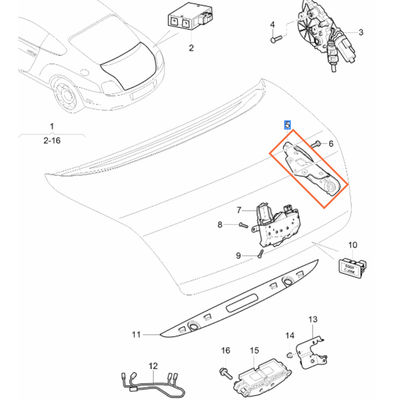 For Bentley Continental GT Supersports Tailgate Cover Hinge Right OEM 3W8827302P