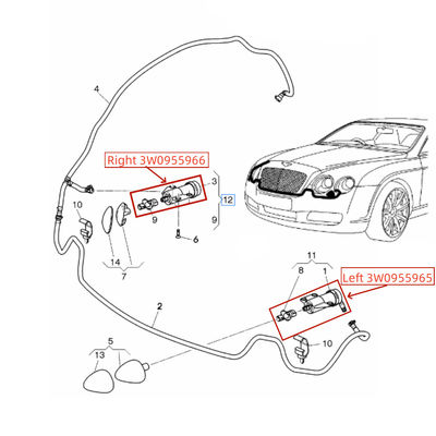 For Bentley Continental Gt Gtc Flying Spur 2004-2011 Left & Right Headlight Washer Nozzle OEM 3W0955966 3W0955965