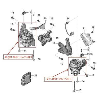 For Bentley Bentayga W12 Engine Mount Kit Left With Electrical Sensor OEM 4M0199255BH 36A199255