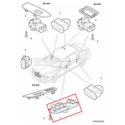 For Bentley Continental Gt Gtc Left Driver Power Master Window Switch OEM 3W3959857C 3W3959857D
