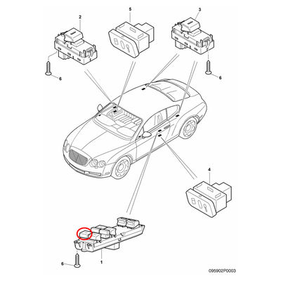 For Bentley Continental GT GTC Power Window Switch Button (Button 5) OEM 3W3959857C 3W3959857D
