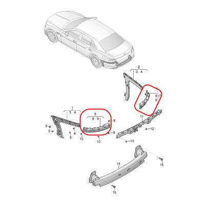 For Bentley Flying Spur 2020 Rear Left &amp; Right Bumper Center Bracket OEM 3SE807701 3SE807702