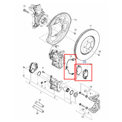 For Bentley Bentayga (2017+) Rear Brake Pad kit OEM 4M0698451BJ 4M0698451C 4M0698451T 4M0615121P 8W0615121E