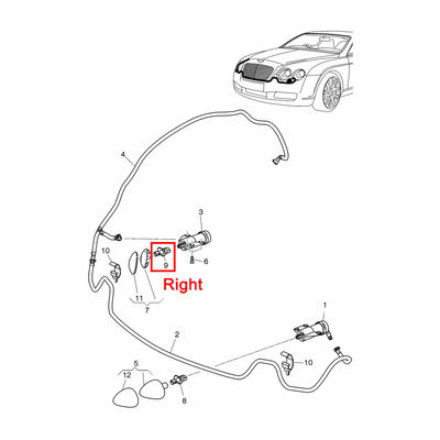 For Bentley Continental Old Model GT Headlamp Right Cleaning Nozzle Mounting Bracket OEM 3W0955104A