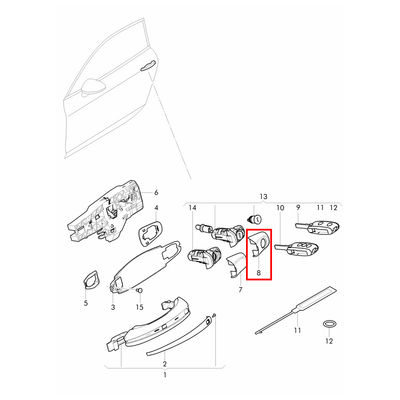 For Bentley Flying Spur Continental GT Door Handle Cover Key Plug (With Holes) OEM 3W0837875 3W0837875GRU