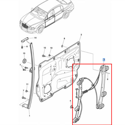 For Bentley 2005-2013 Continental Flying Spur Front Left Window Elevator Cable OEM 3W5837461B